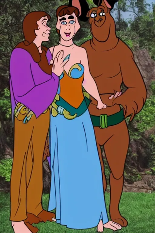 Prompt: scooby doo dressed as slave princess leia