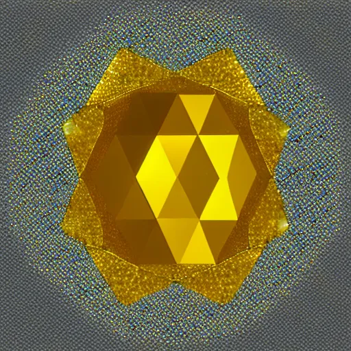 Image similar to yellow crystal gem, hexagonal, digital art, neutral background