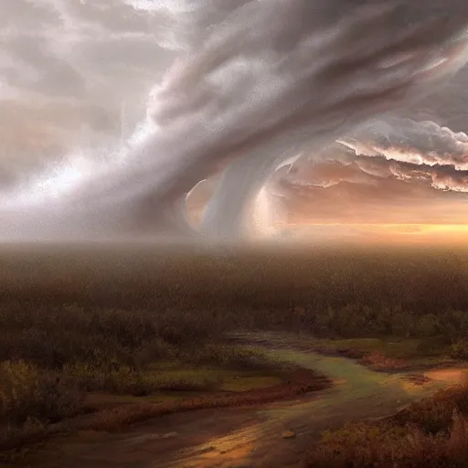 Prompt: a tornado in the distant landscape, hdr, artstation, shuttershock, 4 dimensions