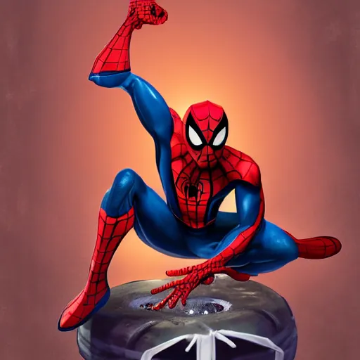 Image similar to spider - man sit on the raccoon and eating donuts, concept art, trending on artstation, highly detailed, intricate, sharp focus, digital art, 8 k