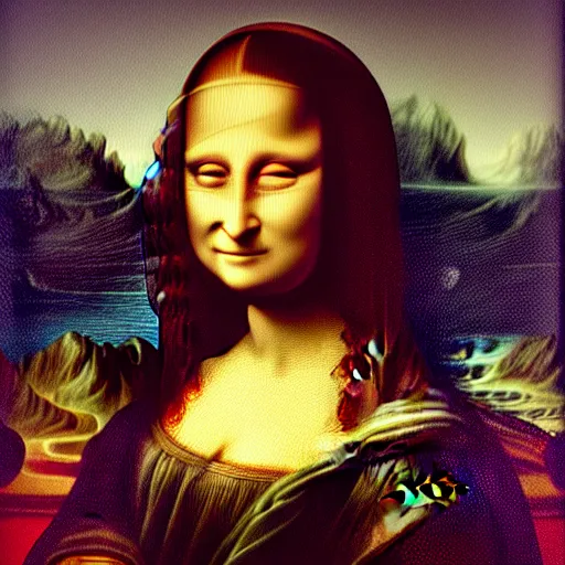 Image similar to mona lisa in the style of zdzisław beksinski, matte painting, 4 k