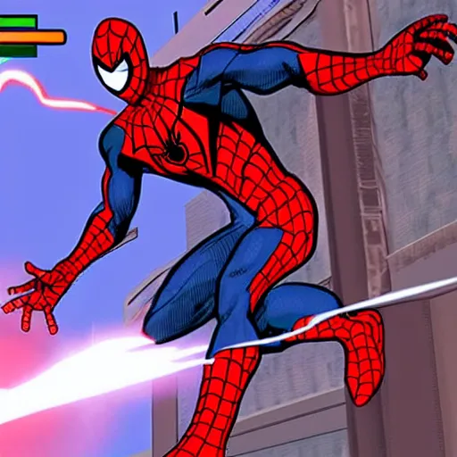 Image similar to spider - man, as a character from guilty gear : strive, anime, fighting game