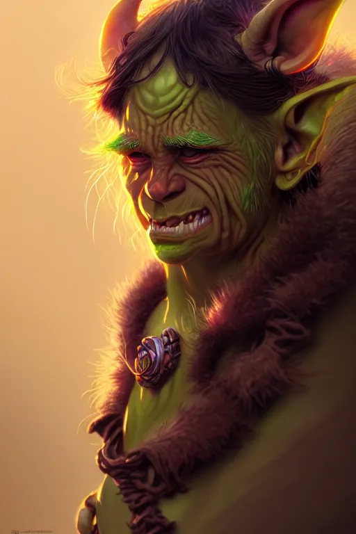 Image similar to beautiful goblin druid portrait, highly detailed, digital painting, artstation, sharp focus, illustration, art by tan zi and ayanamikodon and alphonse mucha and wlop