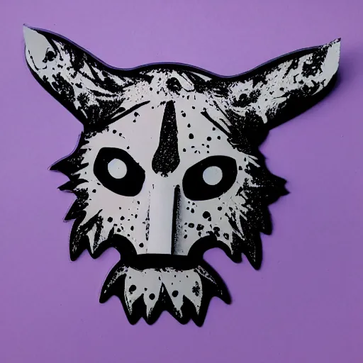 Image similar to die cut sticker, princess mononoke mask, splatter paint