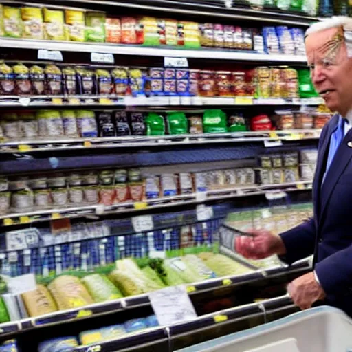 Image similar to joe biden at the grocery store surveillance footage