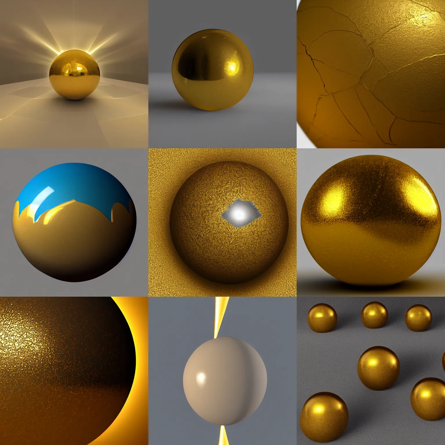 Prompt: detailed kintsugi blender render golden trapezoid inverted sphere miniature replica extremely hd shaders god rays sun rays