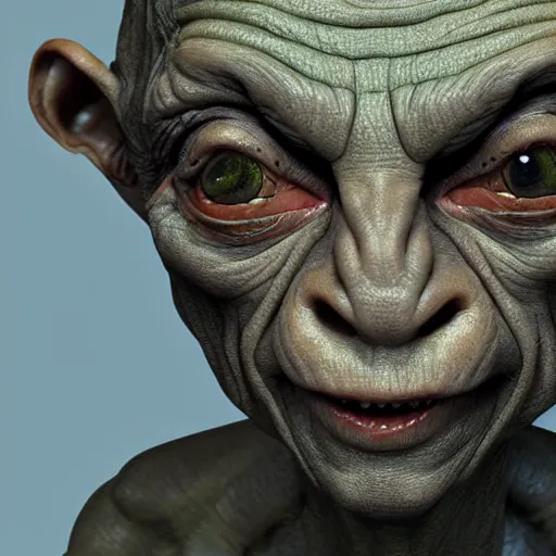 Image similar to gollum smeagol grotesque portrait, ultra detailed, ultra realistic