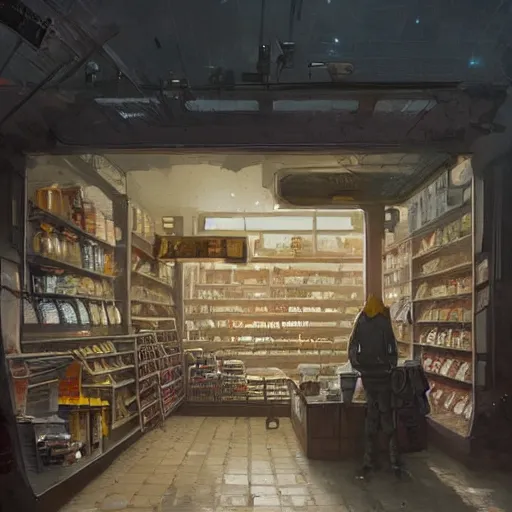 Prompt: concept art of a store that sells everything in the universe, by greg rutkowski