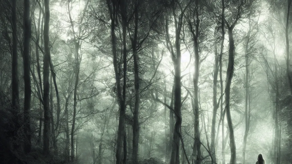 Image similar to eleanor tomlinson in the dark forest. andreas achenbach, artgerm, mikko lagerstedt, zack snyder, tokujin yoshioka