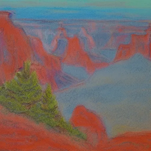 Prompt: landscape lava into grand canyon, pastel artwork