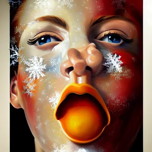 Image similar to frozen food website!! painting by emanuele dascanio and robin eley and dru blair