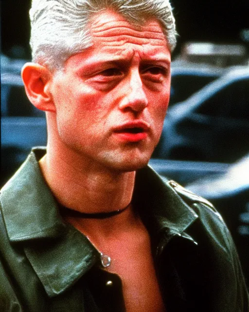 Image similar to film still close - up shot of bill clinton as travis bickle from the movie taxi driver. photographic, photography