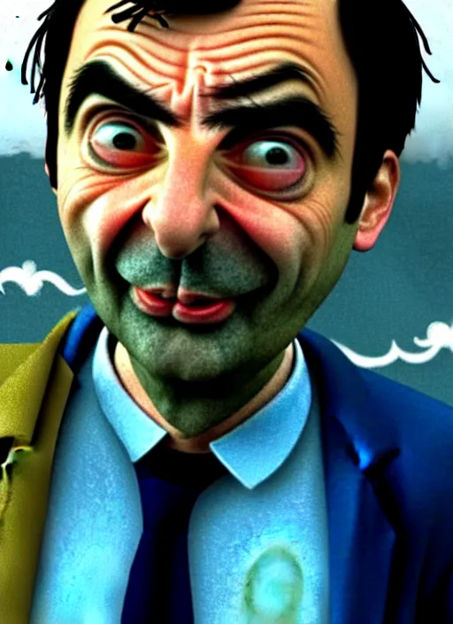 Prompt: mr. bean as kate winslet's character in eternal sunshine of the spotless mind