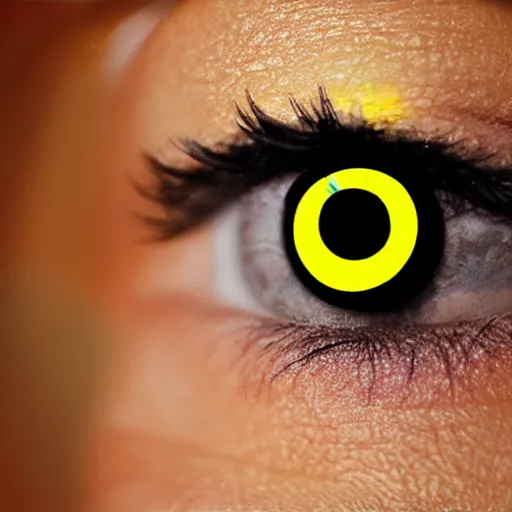 Image similar to yellow glowing triangle with realistic human eye