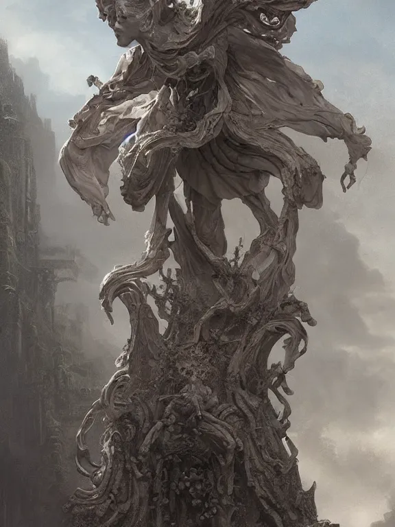 Prompt: a ultradetailed beautiful concept art of a strange and shady statue of an old and forgot divinity, made from old stone, the air seems to become oppressing around it, fantasy concept art, high resolution 4 k, by tom bagshaw, greg rutkowski, charlie bowater