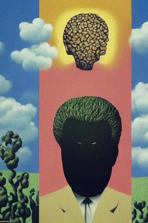 Prompt: Visualize: Our hindrances are obstacles to enlightenment as abstract art in the style of Magritte