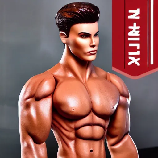 Image similar to muscular buff life sized ken doll also as a male android