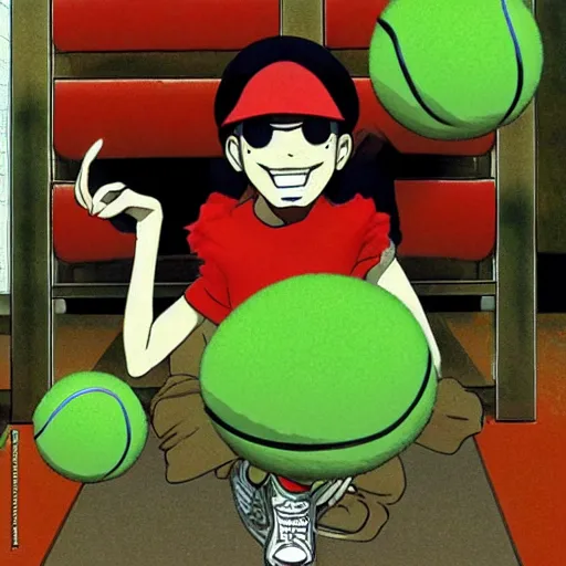 Image similar to a tennis ball monster by satoshi kon