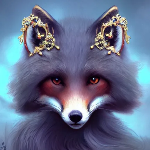 Prompt: fox wearing a tiara, fantasy art, trending on artstation