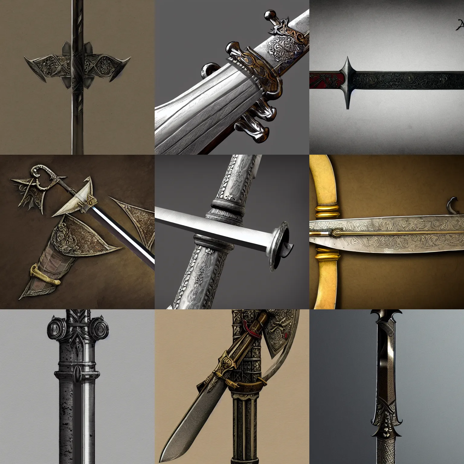 Prompt: medieval sword in arms room, highly detailed, artstation, concept art, sharp focus, rutkoswki, jurgens