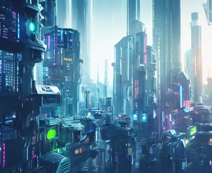 futuristic cityscape skyline cyberpunk lights background HD wallpaper  ilustração do Stock