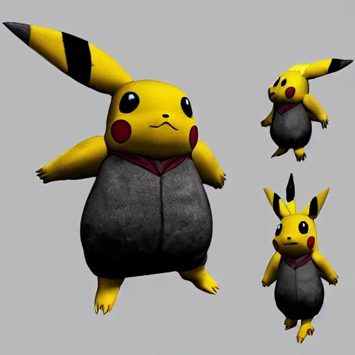 Image similar to 3 d pikachu, dark souls 3 style