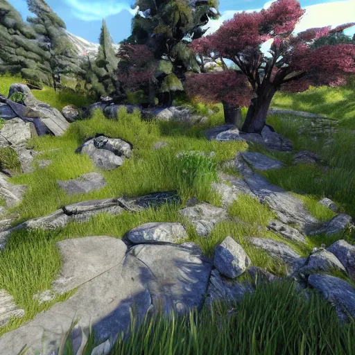 Image similar to a beautiful landscape, nvidia raytracing demo