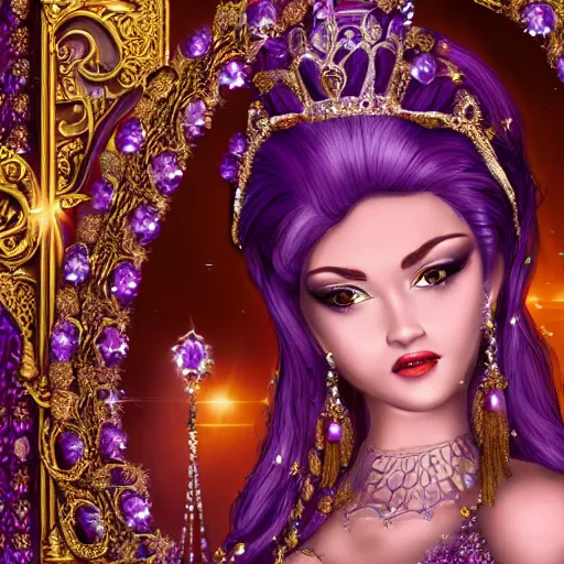 Prompt: princess of amethyst, gorgeous, ornate, intricate, detailed, stunning, masterpiece, 4 k