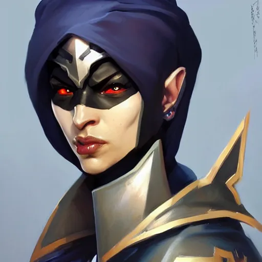 Prompt: Greg Manchess portrait painting of dark elf warrior as Overwatch character, wacky, medium shot, asymmetrical, profile picture, Organic Painting, sunny day, Matte Painting, bold shapes, hard edges, street art, trending on artstation, by Huang Guangjian and Gil Elvgren and Sachin Teng