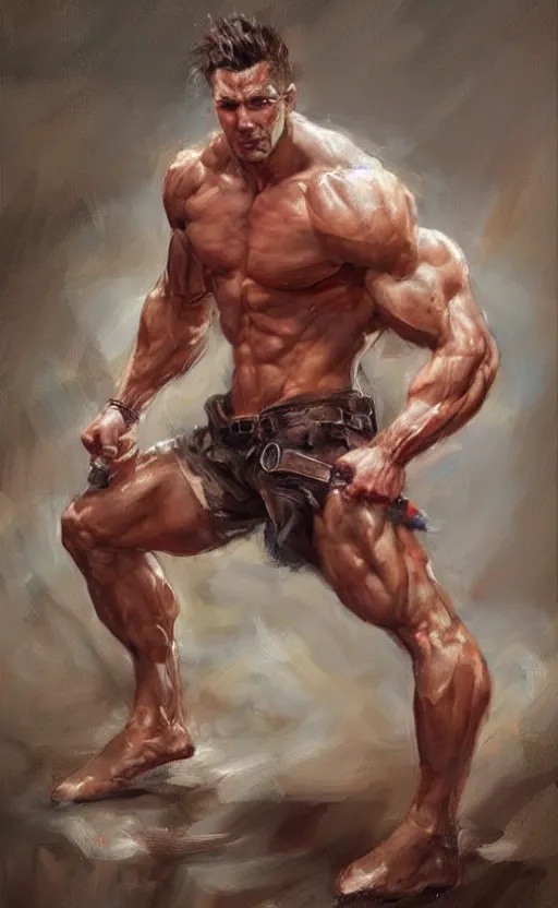 Image similar to muscular chad by daniel gerhartz, trending on art station