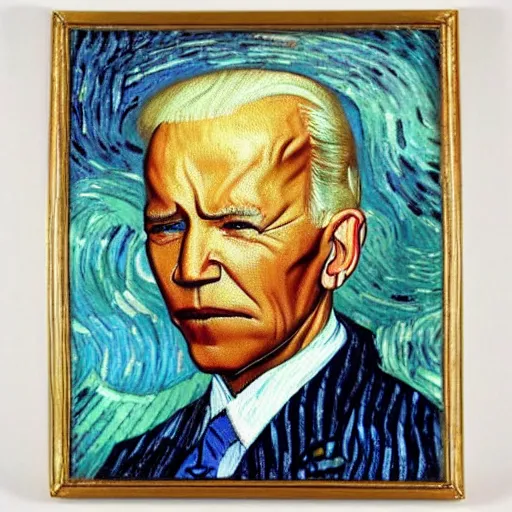 Image similar to a fusion of Barack Obama and Joe Biden painted by Vincent Van Gogh, presidential fusion, mix of Biden and Obama, oil painting