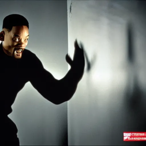 Image similar to will smith slapping a wall. training montage, movie still, cinematic lighting, 3 5 mm film.