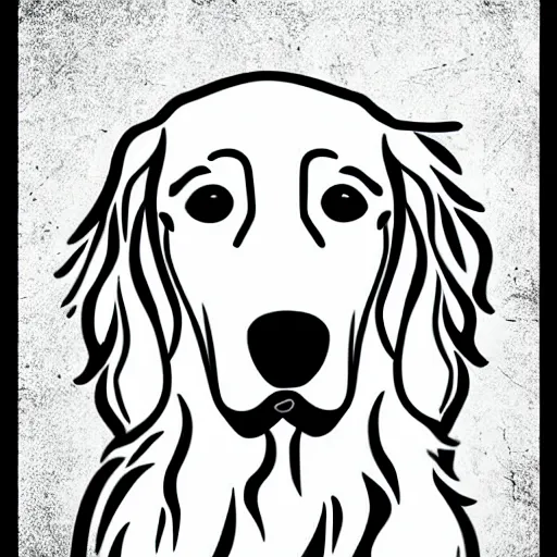 Image similar to golden retriever, cartoon, boho style, sharp lines - h 7 6 8