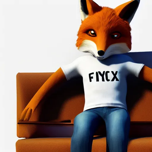 Prompt: an anthropomorphic fox wearing a t-shirt and jeans sitting on a couch, 8k resolution matte fantasy painting, cinematic lighting, DeviantArt, Artstation, furry, anthro, anthropomorphic, furaffinity