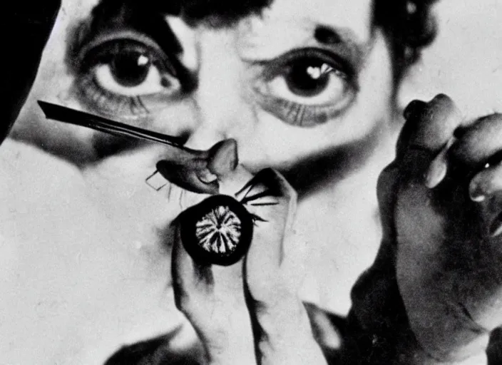 Image similar to slicing an eyeball, still photograph from the film un chien andalou ( 1 9 2 9 )