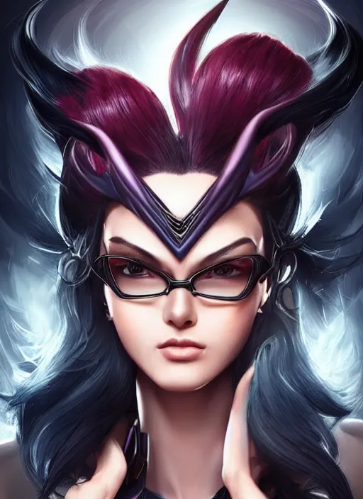 Image similar to beautiful portrait of a gorgeous personal trainer who looks like Bayonetta, character design by Ross Tran, artgerm detailed, soft lighting