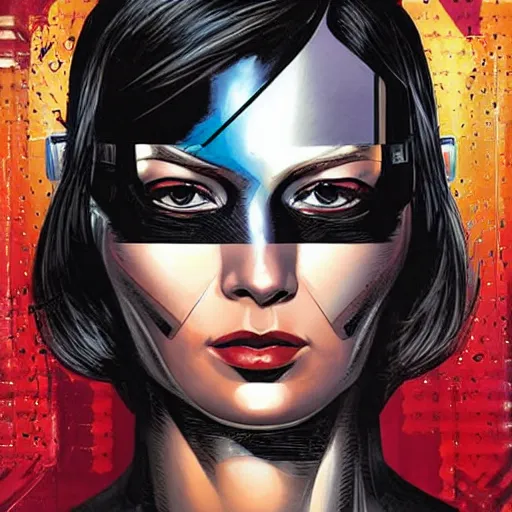 Image similar to portrait of a female android, by MARVEL comics and Sandra Chevrier