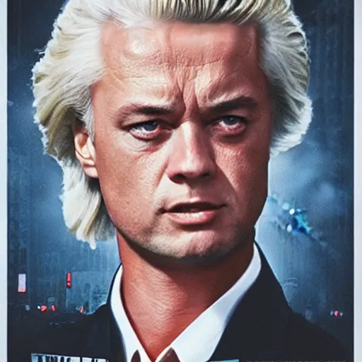 Image similar to geert wilders as terminator, movie poster