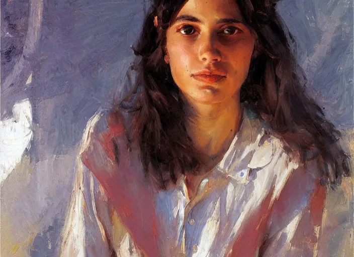 Prompt: a highly detailed beautiful portrait of a person from israel, by gregory manchess, james gurney, james jean