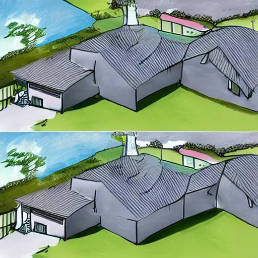 Image similar to concept art of a realistic house adapted to climate change