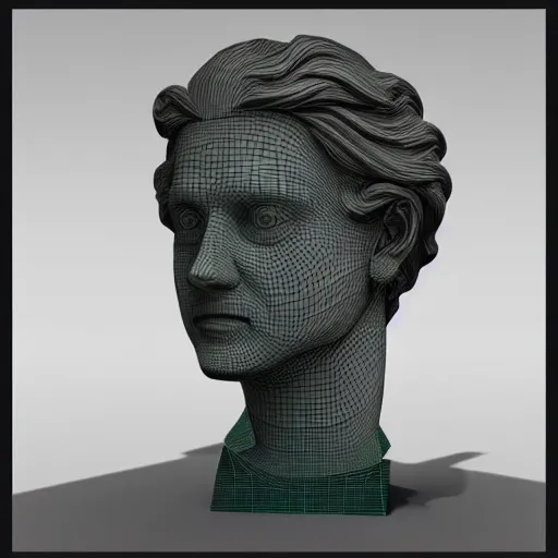 Image similar to 3 d renaissance statue head with a neon ring around it, neon art highly detailed