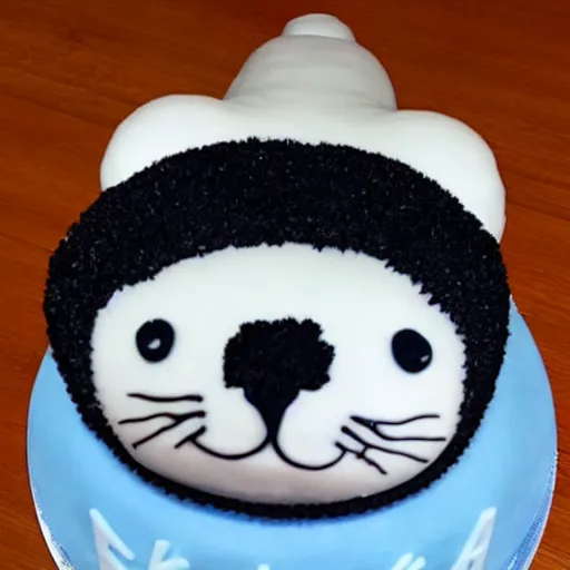 Image similar to cake in the shape of a white baby seal