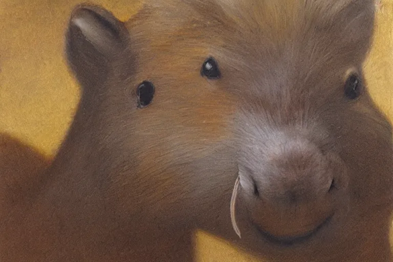 Image similar to a portrait of a capybara smoking a cigar