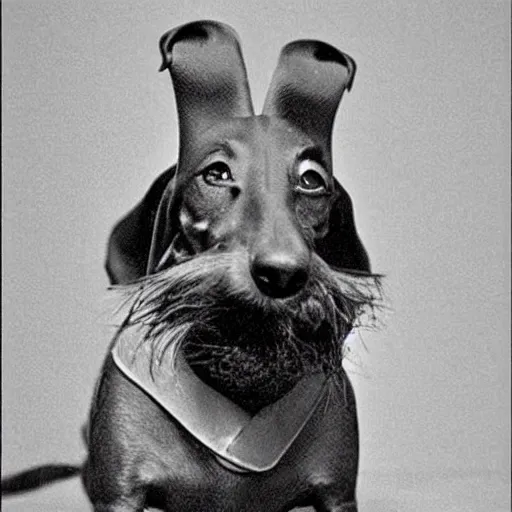 Prompt: dachshund with a ancient traditional chinese beard - 9