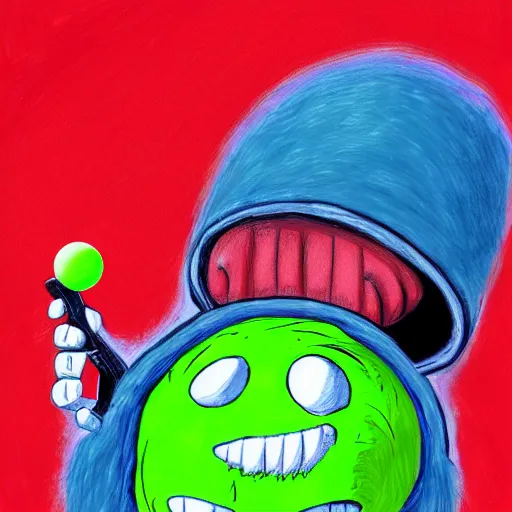 Prompt: a eminem slim shady tennis ball monster, tennis ball, lightning, chalk, digital art, fantasy, magic, trending on artstation, ultra detailed, professional illustration by Basil Gogos