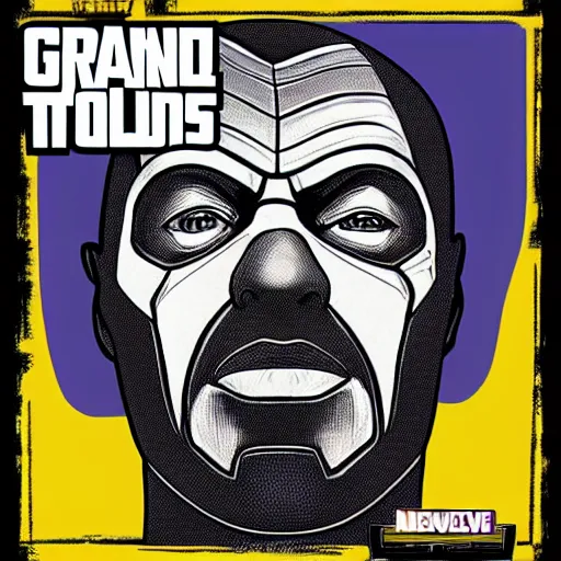 Prompt: president thanos black and white cell shaded digital artwork in the style of grand theft auto five cover art