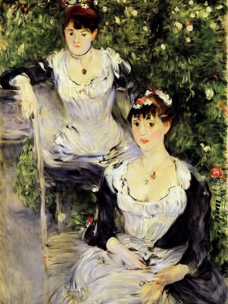 Prompt: oil on canvas, berthe morisot by manet