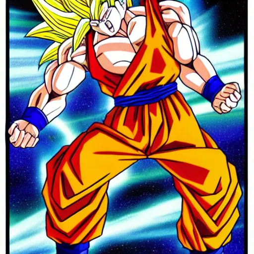 Image similar to goku powering up super saiyan 2 on toilet illustrated by akira toriyama