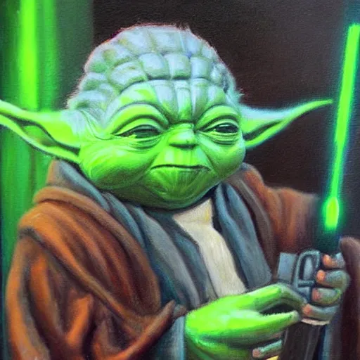 Prompt: Yoda in a painting by John James Audobon