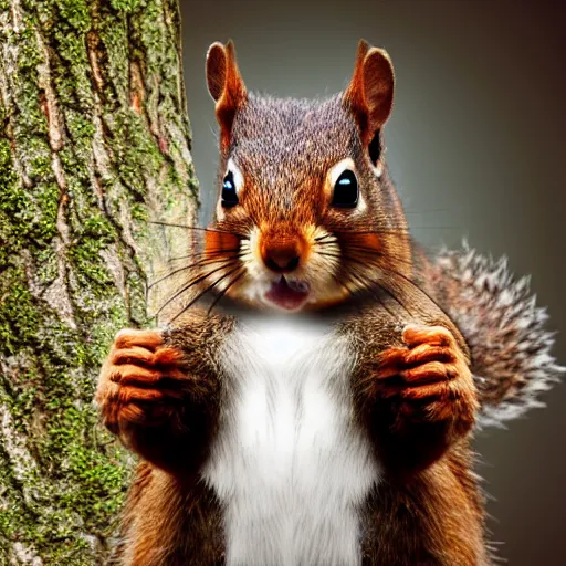 Prompt: photograph of anthropomorphic squirrel with a sword, realistic, ultraHD